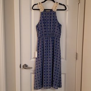 NWT Womans Blue and Cream Midi Dress